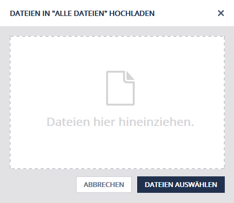 Screenshot der Maske zum Hochladen von Dateien