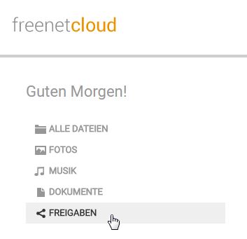 Screenshot Menüpunkt Freigaben