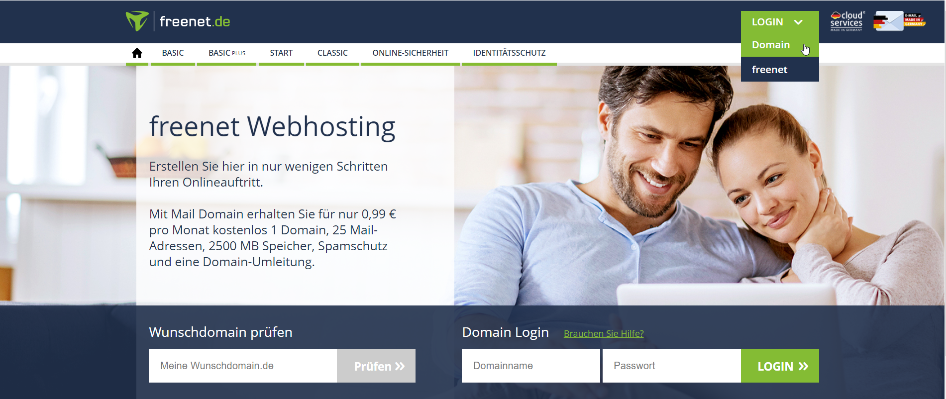 Screenshot 3 Domain Login Seite