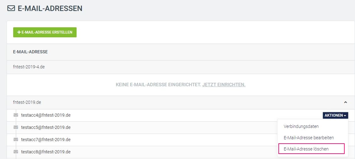 Screenshot E-Mail-Adresse löschen