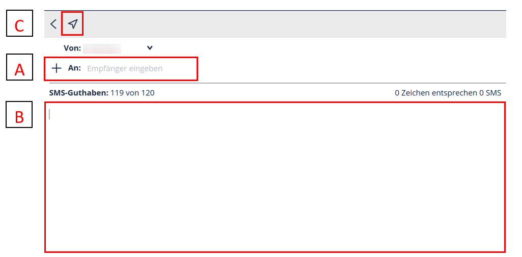 Screenshot Schritt 3 - SMS verfassen