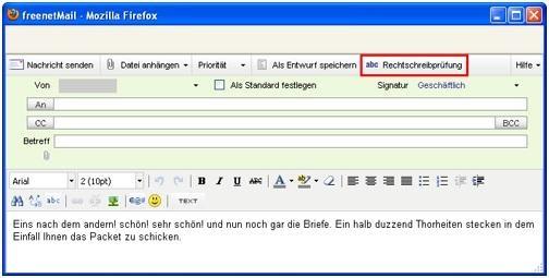 Screenshot Rechtschreibprüfung 1