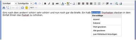 Screenshot Rechtschreibprüfung 2