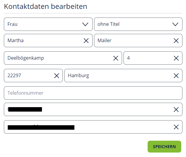 Screenshot Schritt 2 - Kontaktdaten bearbeiten