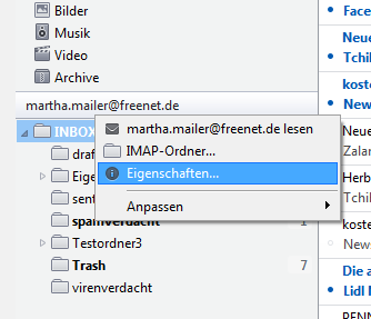 Screenshot 1 Opera IMAP Einstellungen