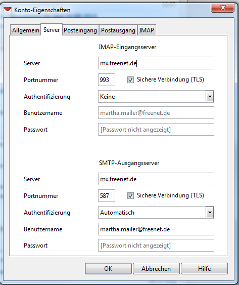 Screenshot 2 Opera IMAP Einstellungen