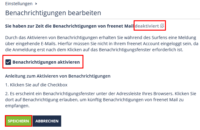 Screenshot 2 Benachrichtigungen bearbeiten
