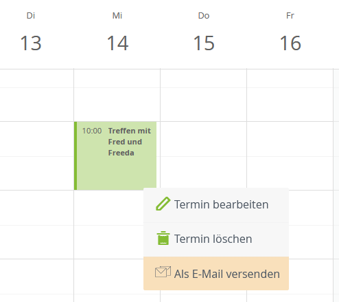 Screenshot  Termin teilen