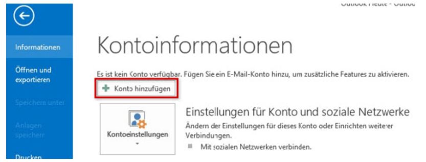 Screenshot Outlook 2013: Einrichtung IMAP Schritt 1b
