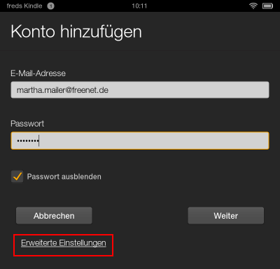 Screenshot Amazon Kindle Fire Schritt 1