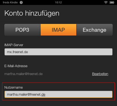 Screenshot Amazon Kindle Fire Schritt 2