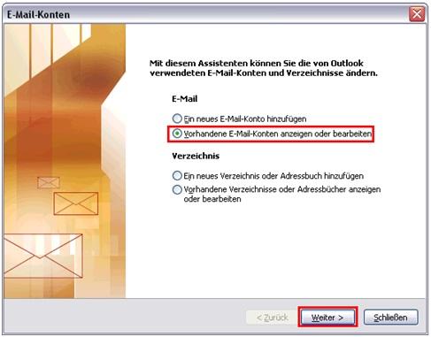 Screenshot Schritt 2 - Auswahl des Kontos 1