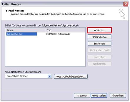 Screenshot Schritt 2 - Auswahl des Kontos 2