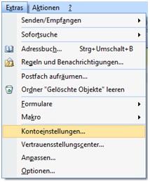 Screenshot Schritt 1 - Öffnen der Kontoeinstellungen