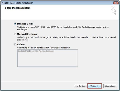 Screenshot Schritt 3 - Auswahl des Servertypen