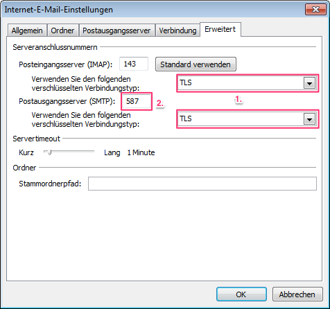 Screenshot Schritt 7 - Postausgangsserver einstellen