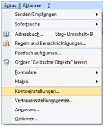 Screenshot Schritt 1 - Öffnen der Kontoeinstellungen