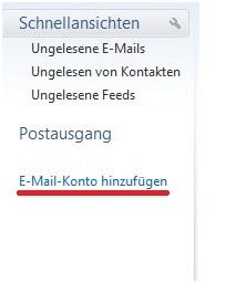 Screenshot  Schritt 1 - Hinzufügen eines Kontos