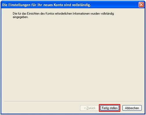 Screenshot Schritt 4 - Abschließen der Einrichtung