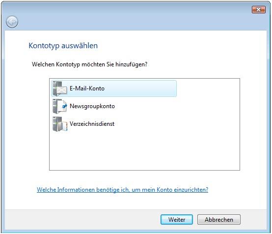 Screenshot  Schritt 3 - Kontotyp auswählen