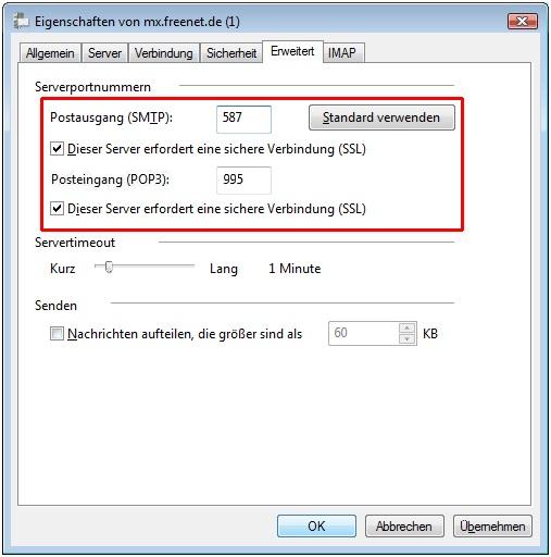 Screenshot Schritt 10 - Postausgangsserver einrichten