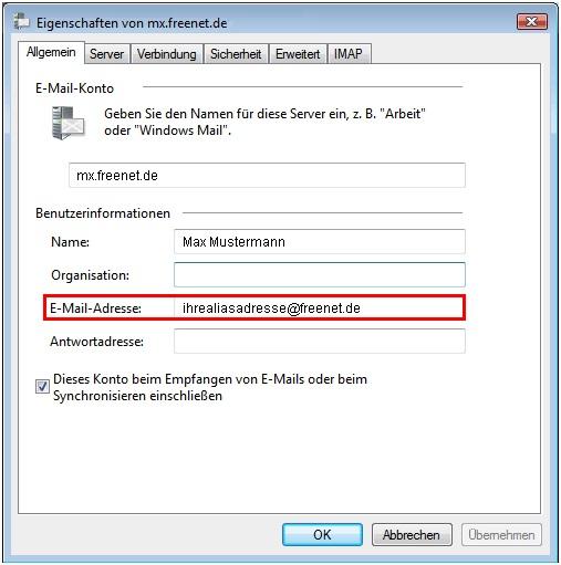 Screenshot Schritt 3 - Kontodaten ändern