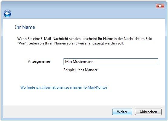 Screenshot Schritt 4 - Anzeigename eintragen