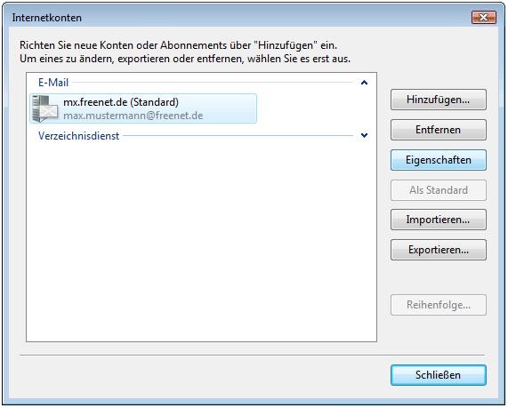 Screenshot Schritt 9 - Öffnen des eingerichteten Kontos