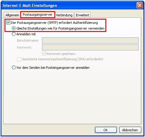 Screenhot Outlook 2010: Einrichtung POP3 Schritt 5