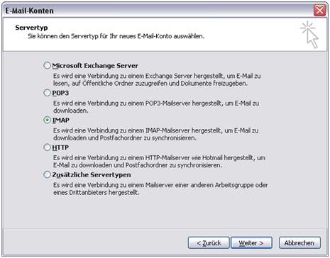 Screenshot Schritt 4 - Auswahl des Servertypen