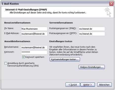 Screenshot Schritt 5 - Eingabe aller Daten