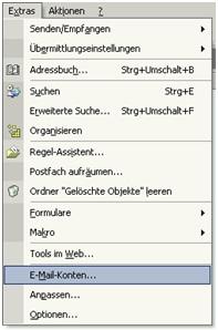 Screenshot Schritt 1 - Öffnen des E-Mail Kontos