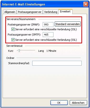 Screenshot Schritt 4 - Postausgangsserver einstellen - IMAP