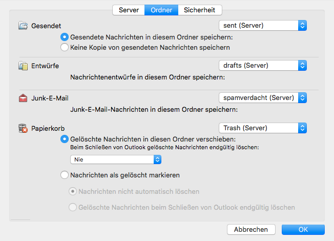 Screenshot Outlook 2016 für macOS - Schritt 8