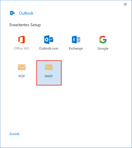 Screenshot Schritt 3 IMAP auswählen