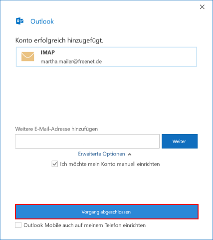 Screenshot Schritt 5 – Einrichtung abschließen