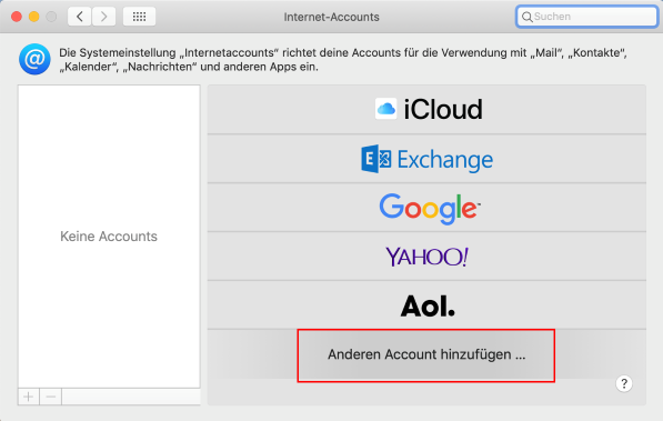 Screenshot Schritt 2 - Account hinzufügen