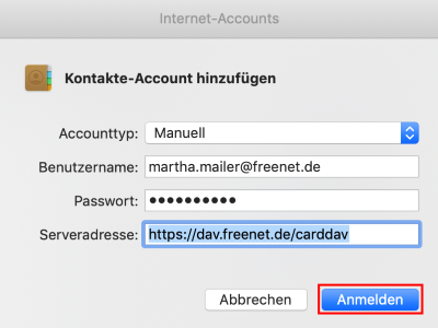 Screenshot Schritt 4 - Nutzerdaten eintragen