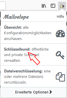 Screenshot Schritt 1 - Schlüsselverwaltung aufrufen