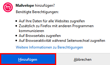 Screenshot Schritt 5 – Mailvelope als Add-on hinzufügen