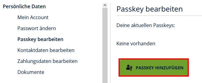 Passkeys einrichten Screenshot 1